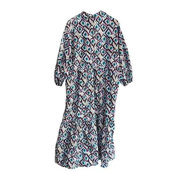 Anthropologie Maeve The Bettina Tiered Maxi Shirt Dress Sz XL Geometric Print - Picture 4 of 12